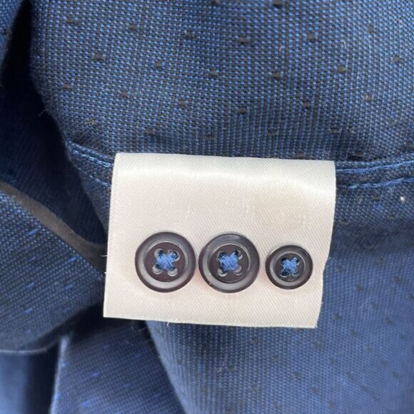 Egara Shirt Mens Large Navy Blue Non Iron Long Sleeve Shirt Textured Cotton - Picture 4 of 9